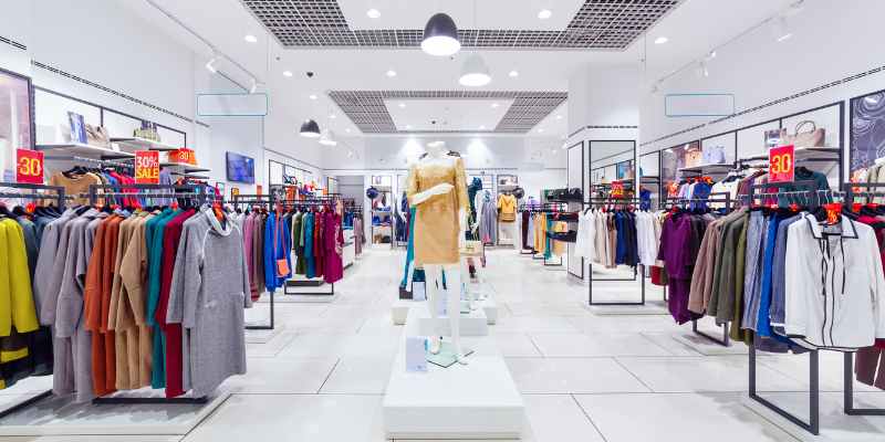 Clothing store interior view