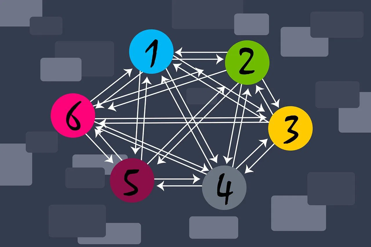 Colorful numbered nodes network