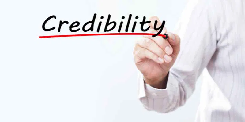 Credibility written in red