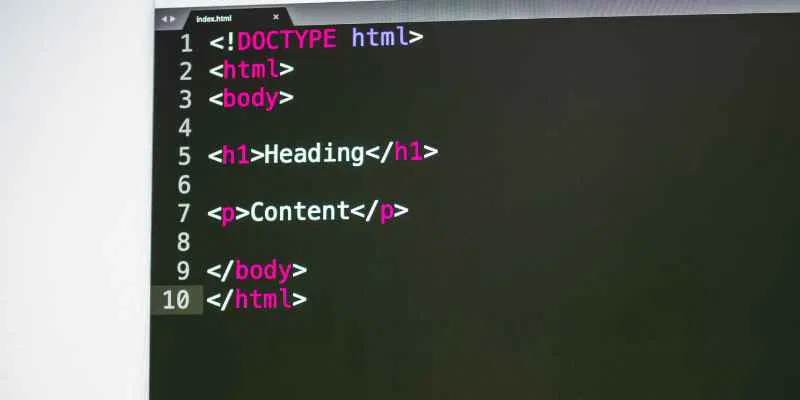 HTML code on a screen